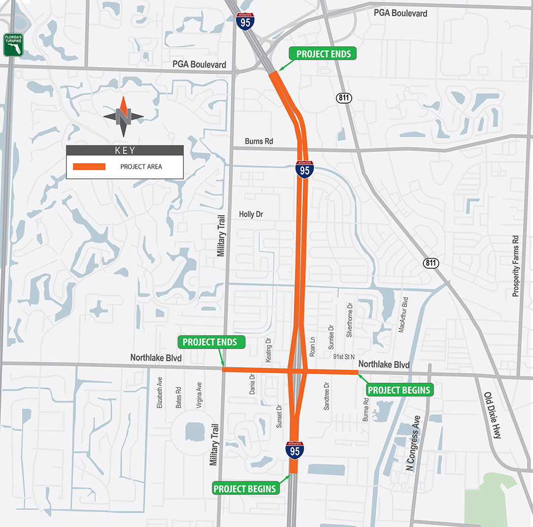 I-95 at the Northlake Blvd Interchange project location map